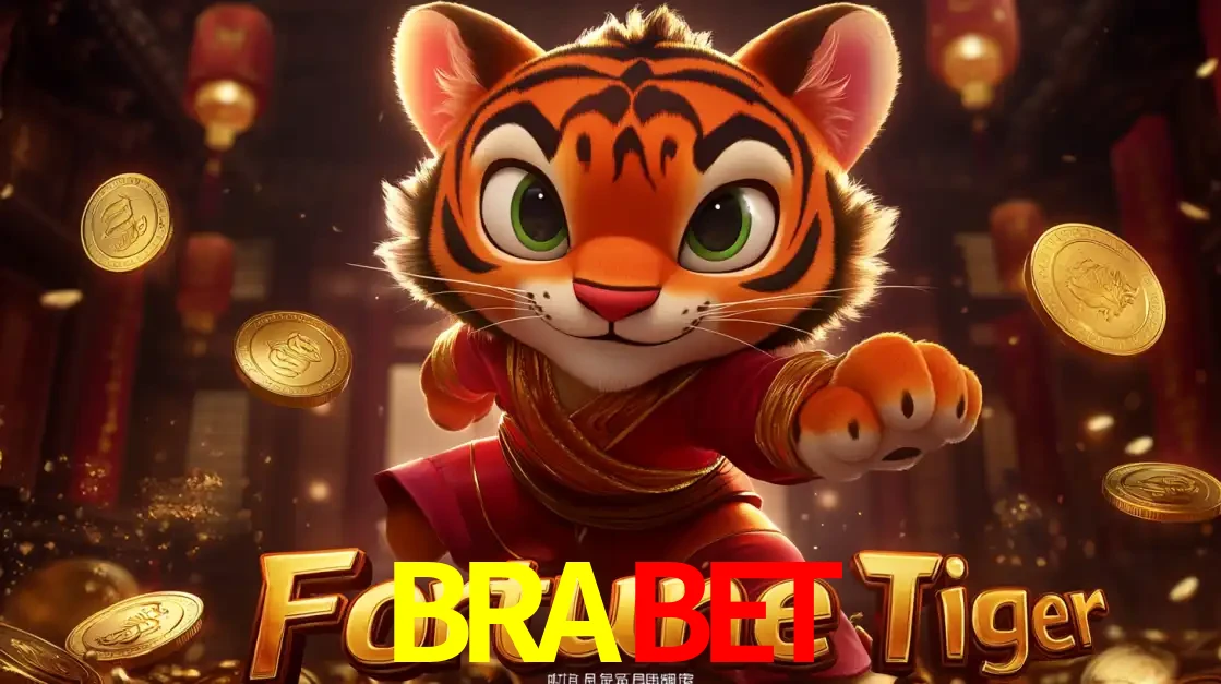O carismático mascote do jogo de slot Fortune Tiger, um tigre fofo em pose de artes marciais, pronto para trazer sorte e multiplicadores de ganhos no cassino online BRABET.