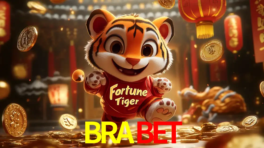 O alegre personagem do Fortune Tiger correndo sobre um caminho de moedas de ouro, simbolizando os grandes prêmios e a diversão do popular jogo de slot do BRABET.