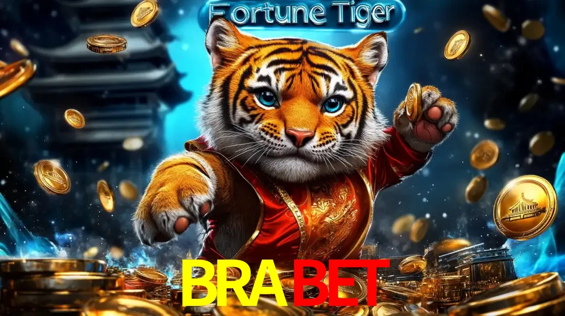 Imagem promocional do jogo de slot Fortune Tiger, com um tigre majestoso em traje tradicional cercado por uma fortuna em moedas de ouro, disponível agora no cassino BRABET.
