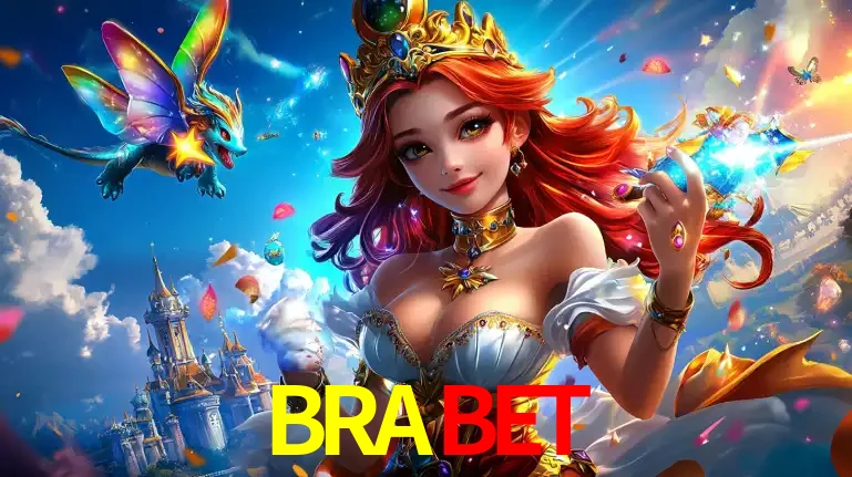 A princesa de um reino de fantasia mágico, com seu pequeno dragão, apresentando um mundo de prêmios encantados nos jogos de caça-níqueis do cassino BRABET.